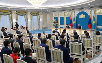 Президенты Казахстан и Монголии провели совместный брифинг для представителей СМИ